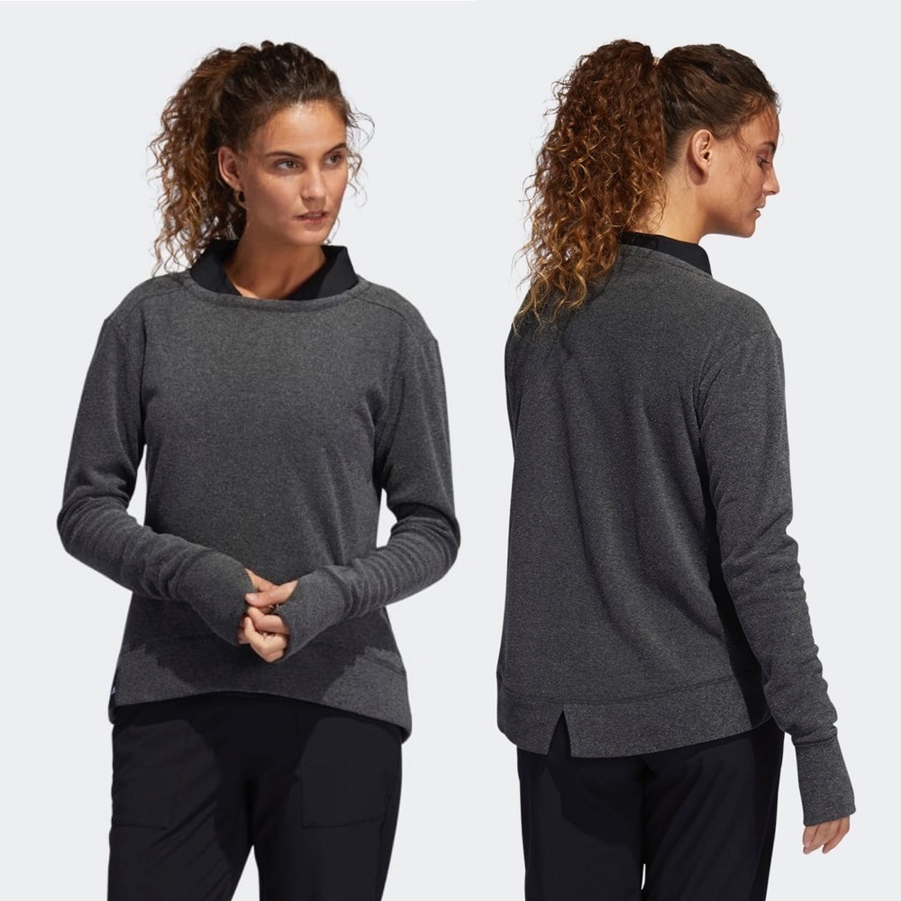 Adidas Heathered Fleece Sweatshirt Size Large Grey Crew Neck 2021 Minimalist NEW